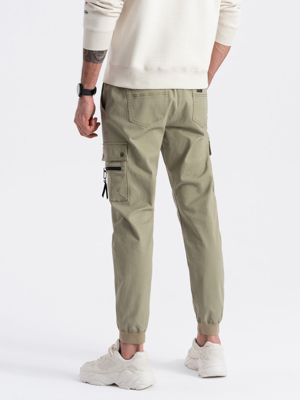 Ombre Clothing Χακί ανδρικό παντελόνι cargo jogger Ombre Clothing