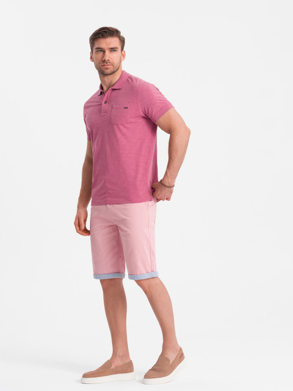 Ombre Clothing Ροζ ανδρικό σορτσάκι chino με τζιν στρίφωμα Ombre Clothing