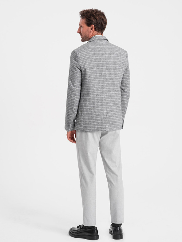 Ombre Clothing Ανδρικό γκρι καρό σακάκι με μάλλινο μείγμα Ombre Clothing