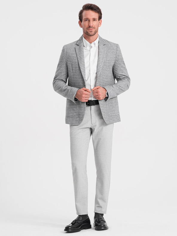 Ombre Clothing Ανδρικό γκρι καρό σακάκι με μάλλινο μείγμα Ombre Clothing