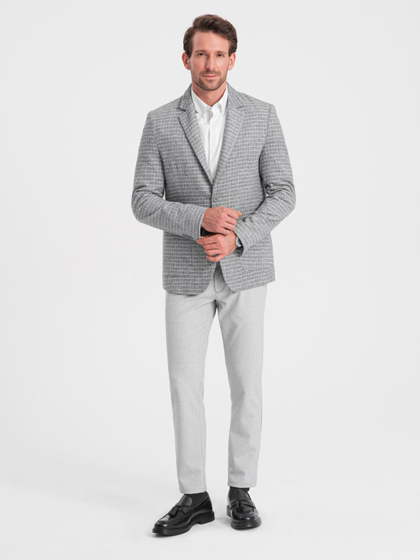 Ombre Clothing Ανδρικό γκρι καρό σακάκι με μάλλινο μείγμα Ombre Clothing