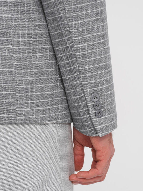 Ombre Clothing Ανδρικό γκρι καρό σακάκι με μάλλινο μείγμα Ombre Clothing