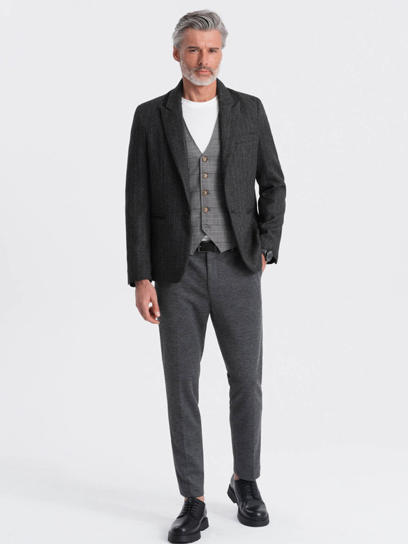 Ombre Clothing Σκούρο γκρι ανδρικό σακάκι ζακάρ Ombre Clothing