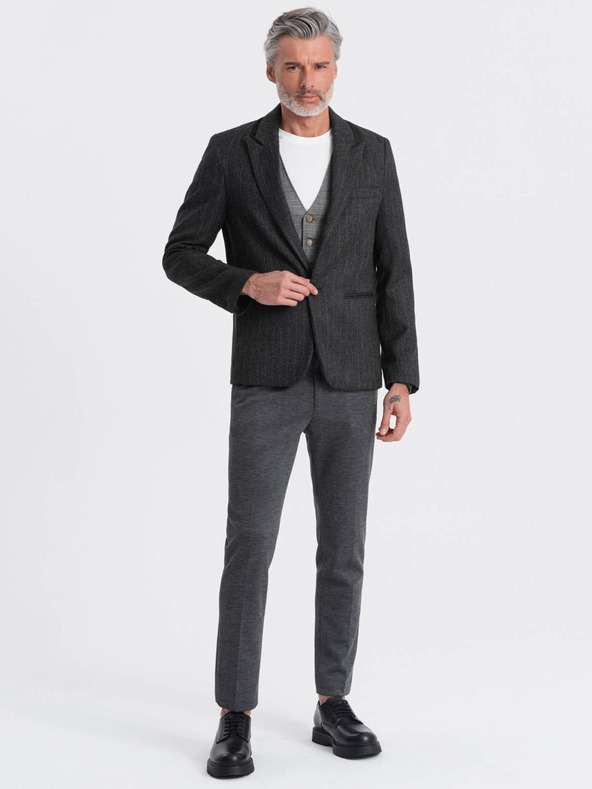 Ombre Clothing Σκούρο γκρι ανδρικό σακάκι ζακάρ Ombre Clothing