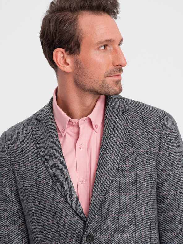 Ombre Clothing Γκρι ανδρικό ζακάρ σακάκι Ombre Clothing