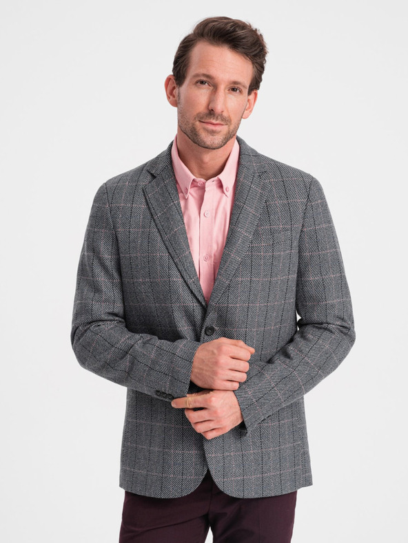 Ombre Clothing Γκρι ανδρικό ζακάρ σακάκι Ombre Clothing