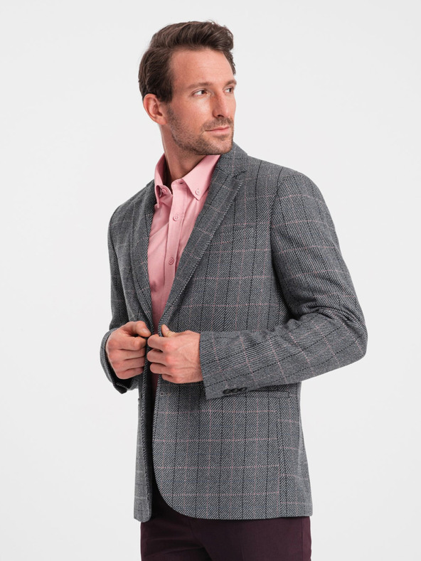 Ombre Clothing Γκρι ανδρικό ζακάρ σακάκι Ombre Clothing