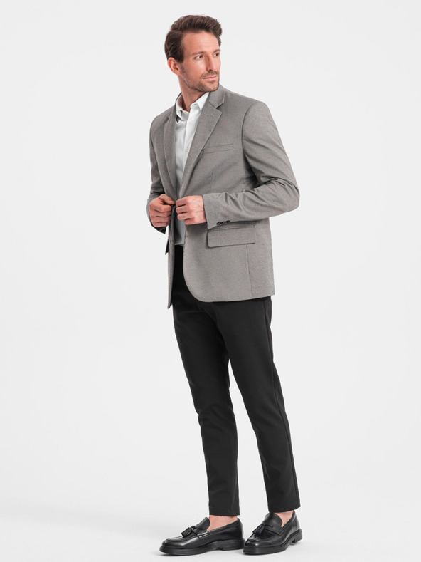 Ombre Clothing Γκρι ανδρικό σακάκι με λεπτό καρό Ombre Clothing