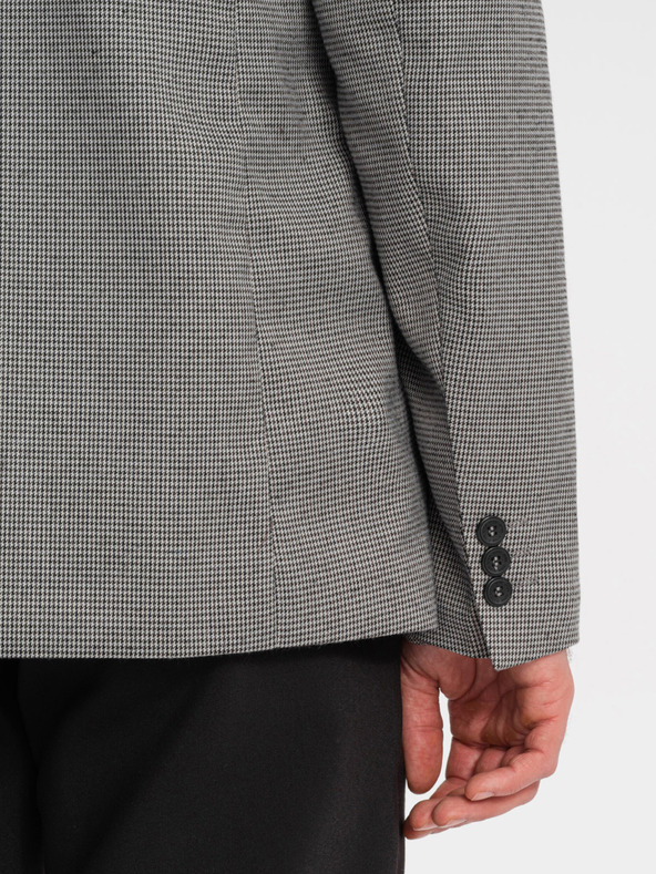 Ombre Clothing Γκρι ανδρικό σακάκι με λεπτό καρό Ombre Clothing