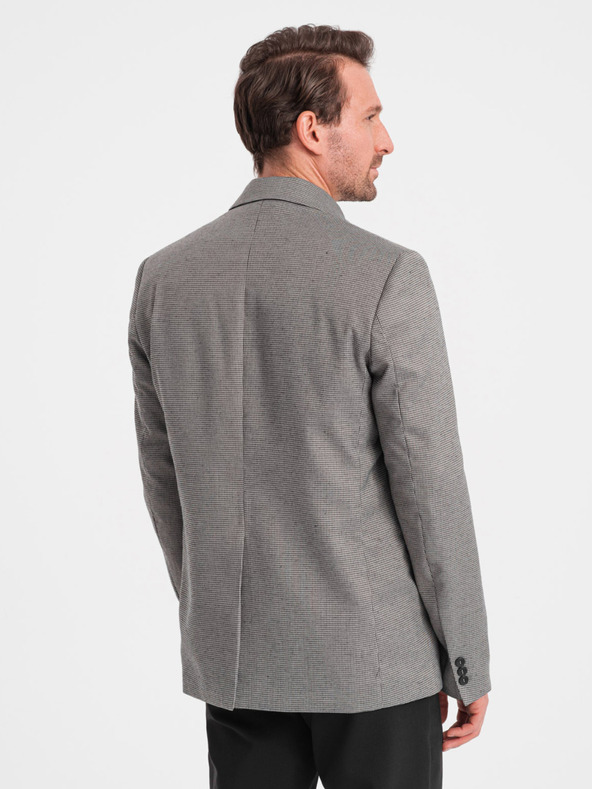 Ombre Clothing Γκρι ανδρικό σακάκι με λεπτό καρό Ombre Clothing