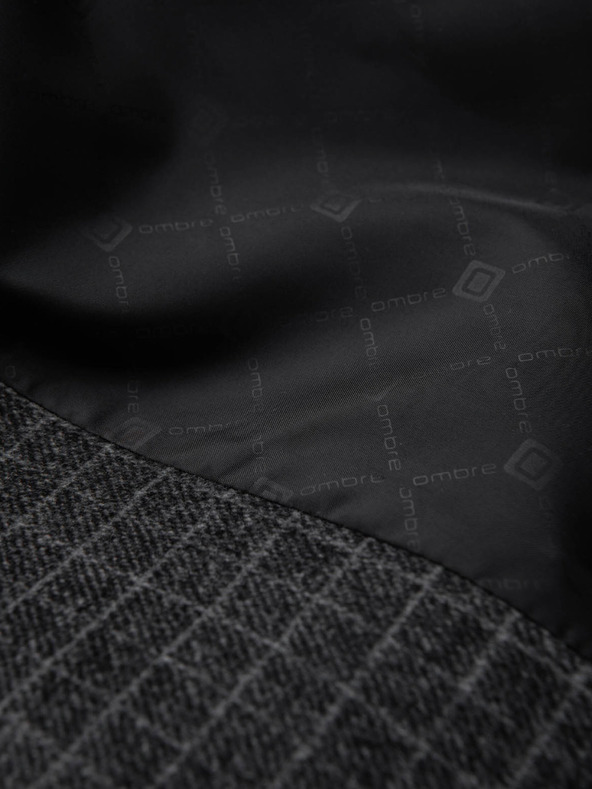 Ombre Clothing Σκούρο γκρι ανδρικό καρό σακάκι με μείγμα μαλλιού Ombre Clothing