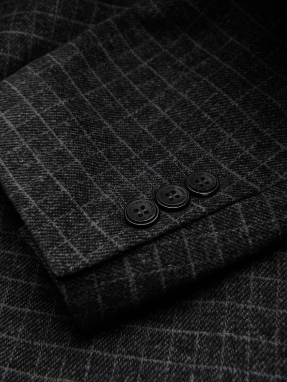 Ombre Clothing Σκούρο γκρι ανδρικό καρό σακάκι με μείγμα μαλλιού Ombre Clothing