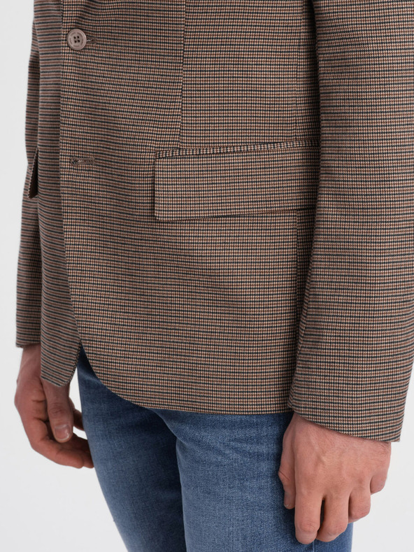 Ombre Clothing Καφέ ανδρικό μπλέιζερ με ωραίο καρό Ombre Clothing