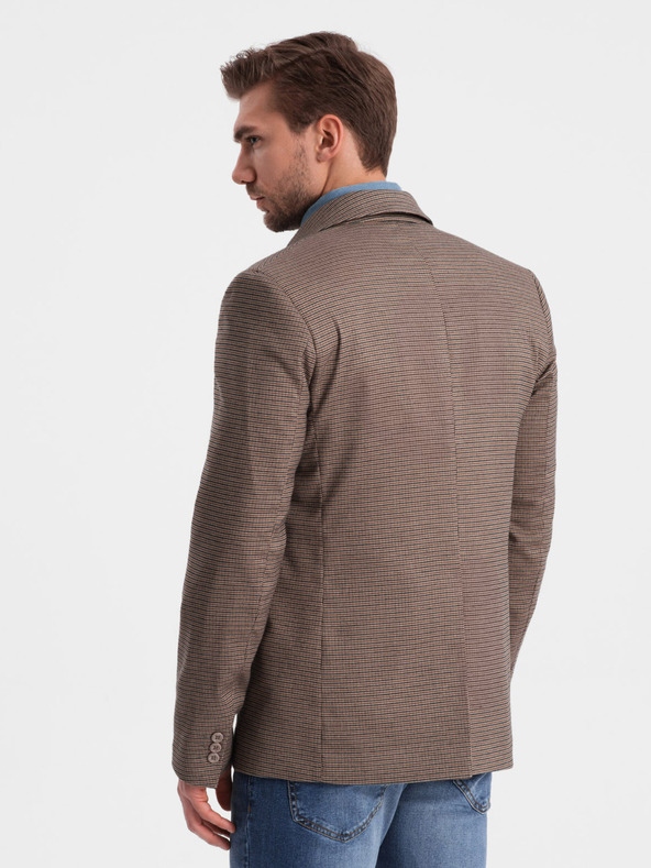 Ombre Clothing Καφέ ανδρικό μπλέιζερ με ωραίο καρό Ombre Clothing