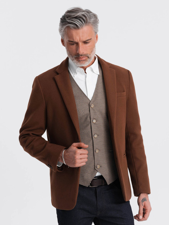 Ombre Clothing Καφέ ανδρικό σακάκι Ombre Clothing