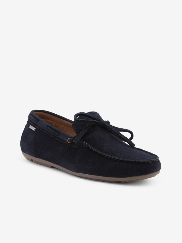 Ombre Clothing Σκούρο μπλε ανδρικά δερμάτινα loafers με σόλα οδηγού Ombre Clothing
