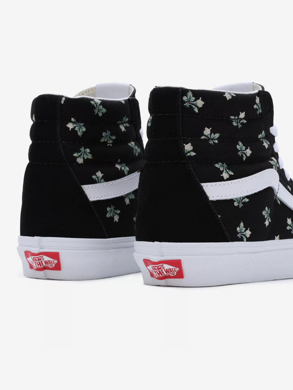 Vans Μαύρα γυναικεία floral αθλητικά παπούτσια αστραγάλου με σουέτ λεπτομέρειες VANS SK8-Hi