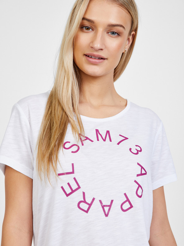 Sam 73 Λευκό γυναικείο τυπωμένο μπλουζάκι SAM 73 Arias