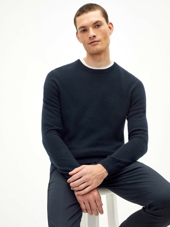 Celio Σκούρο μπλε ανδρικό κασμιρένιο πουλόβερ Celio Jecloud