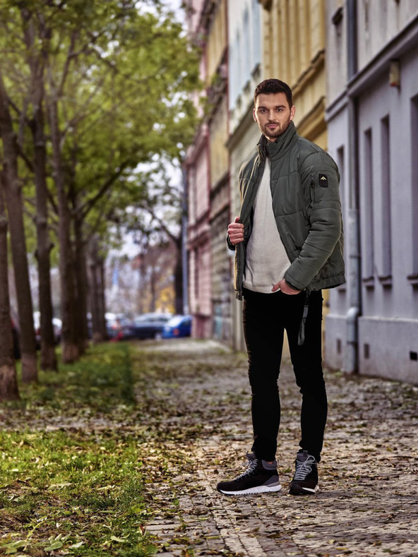 NAX Γκρι ανδρικό χειμερινό καπιτονέ μπουφάν NAX Mabor