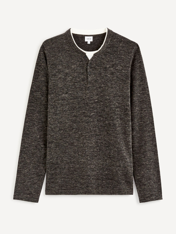 Celio Σκούρο γκρι ανδρικό μπρονζέ πουλόβερ με κουμπιά Celio Cechilll