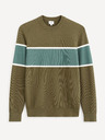 Celio Χακί ανδρικό ριγέ πουλόβερ Celio