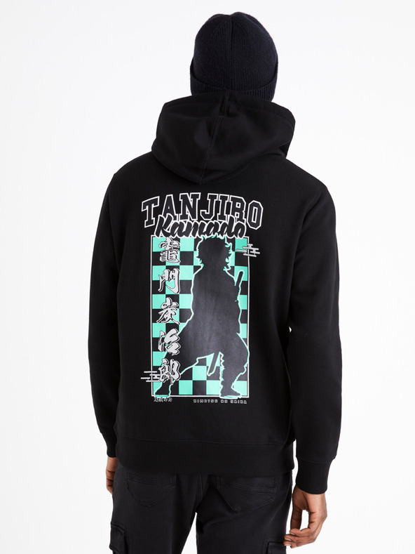 Celio Μαύρο ανδρικό τυπωμένο φούτερ Celio Demon Slayer