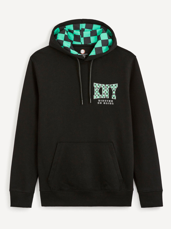 Celio Μαύρο ανδρικό τυπωμένο φούτερ Celio Demon Slayer