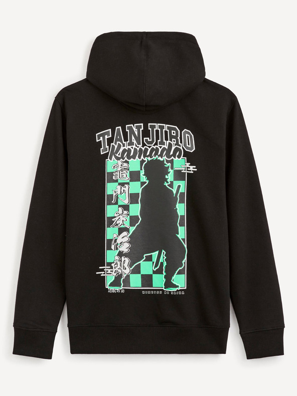 Celio Μαύρο ανδρικό τυπωμένο φούτερ Celio Demon Slayer