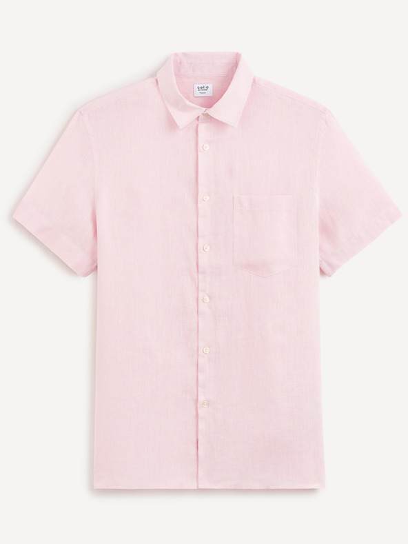 Celio Ανοιχτό ροζ ανδρικό λινό πουκάμισο Celio Damarlin