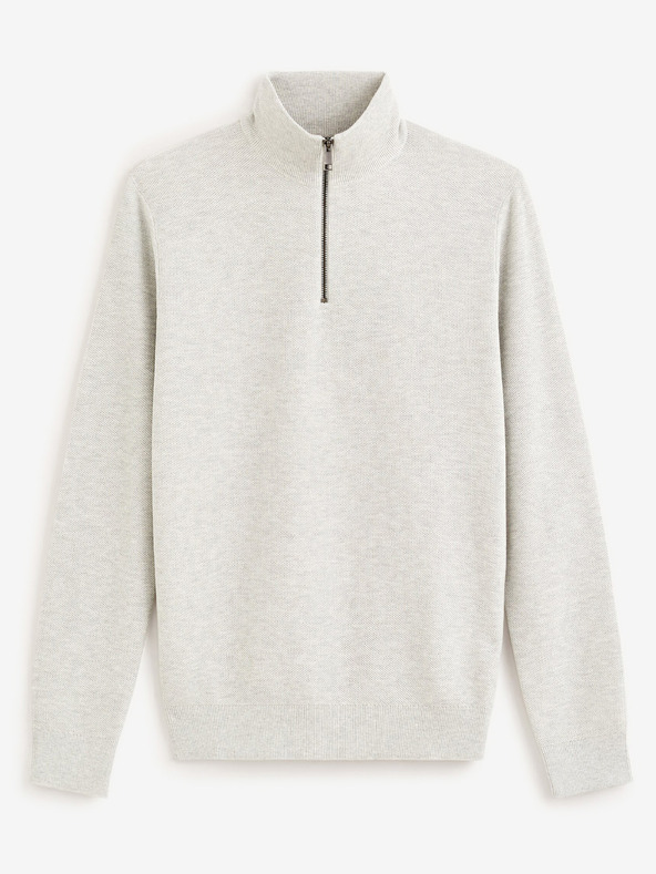 Celio Ανοιχτό γκρι ανδρικό βασικό πουλόβερ Celio Celim