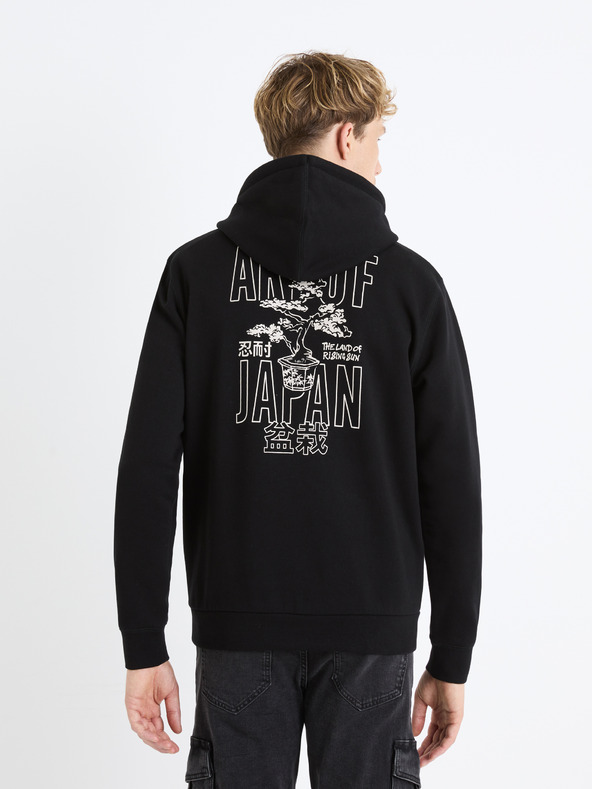 Celio Μαύρο ανδρικό φούτερ με κουκούλα Celio Fejabowl