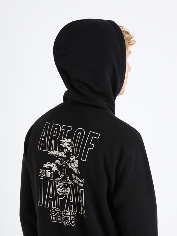 Celio Μαύρο ανδρικό φούτερ με κουκούλα Celio Fejabowl