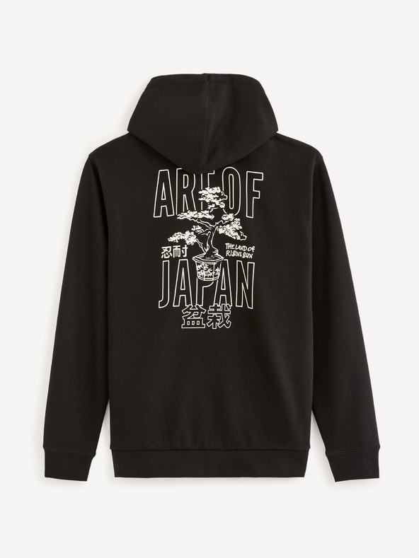 Celio Μαύρο ανδρικό φούτερ με κουκούλα Celio Fejabowl