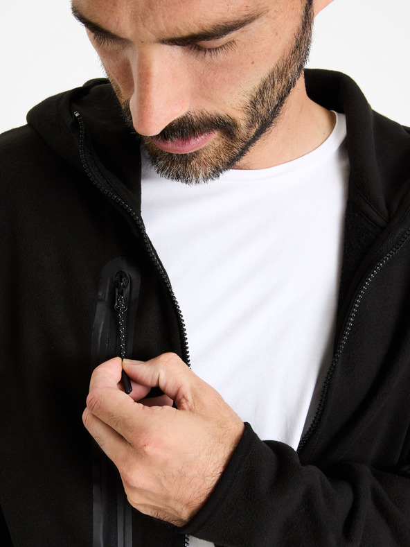 Celio Μαύρο ανδρικό φούτερ με κουκούλα και φερμουάρ Celio Fecoldyoke