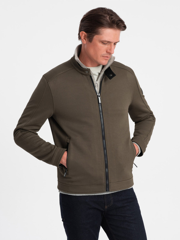 Ombre Clothing Χακί ανδρικό ελαφρύ μπουφάν Ombre Clothing BIKER