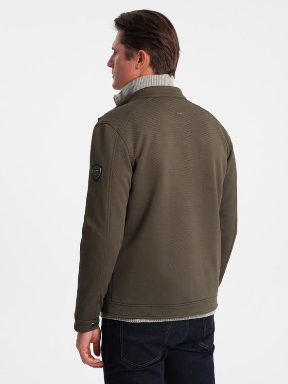 Ombre Clothing Χακί ανδρικό ελαφρύ μπουφάν Ombre Clothing BIKER