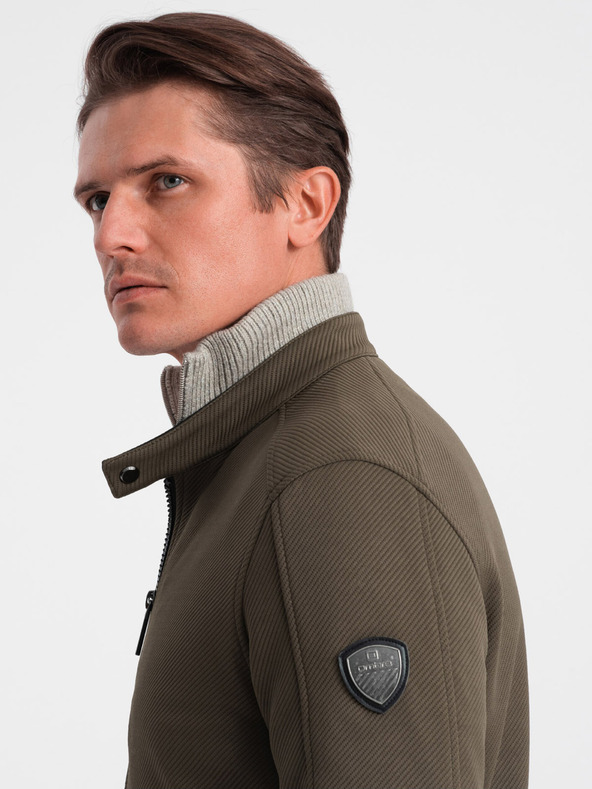 Ombre Clothing Χακί ανδρικό ελαφρύ μπουφάν Ombre Clothing BIKER