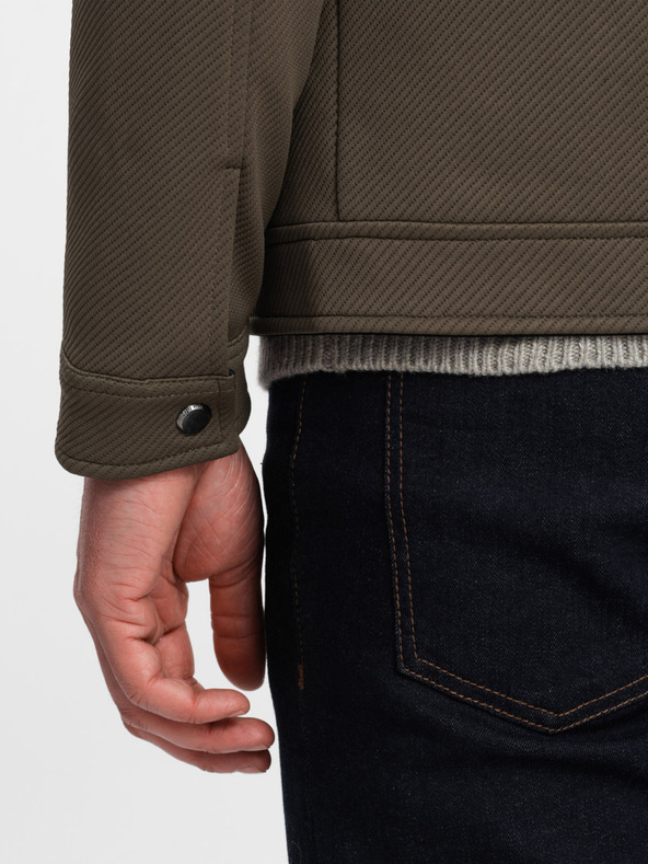 Ombre Clothing Χακί ανδρικό ελαφρύ μπουφάν Ombre Clothing BIKER