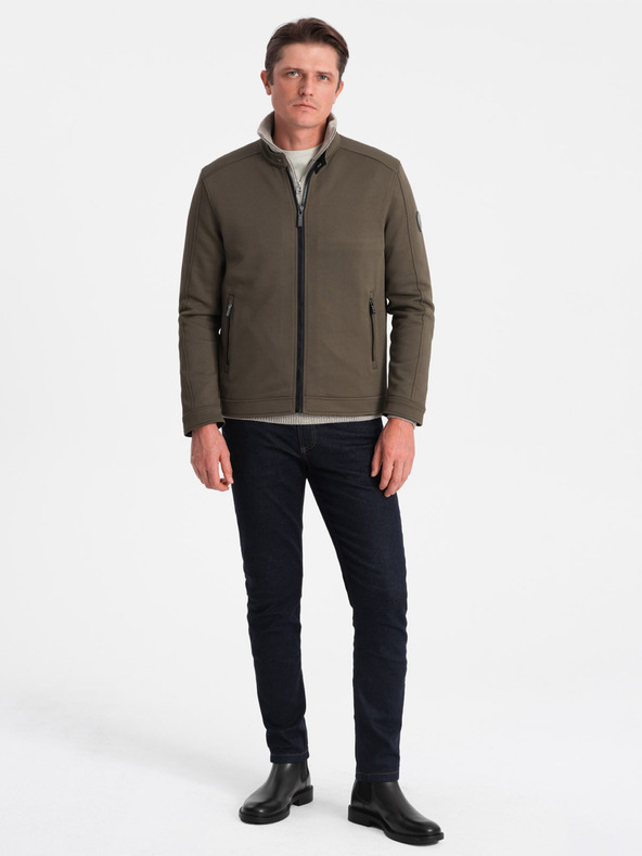 Ombre Clothing Χακί ανδρικό ελαφρύ μπουφάν Ombre Clothing BIKER