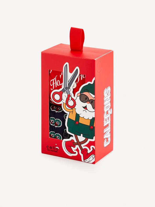 Celio Σετ από δύο χρωματιστά ανδρικά χριστουγεννιάτικα σορτσάκια σε συσκευασία δώρου Celio