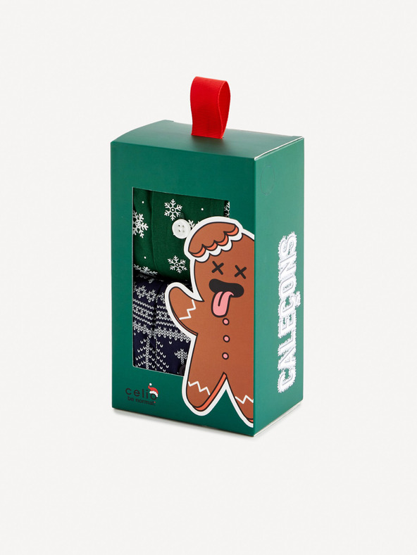 Celio Σετ από δύο χρωματιστά ανδρικά χριστουγεννιάτικα σορτσάκια σε συσκευασία δώρου Celio