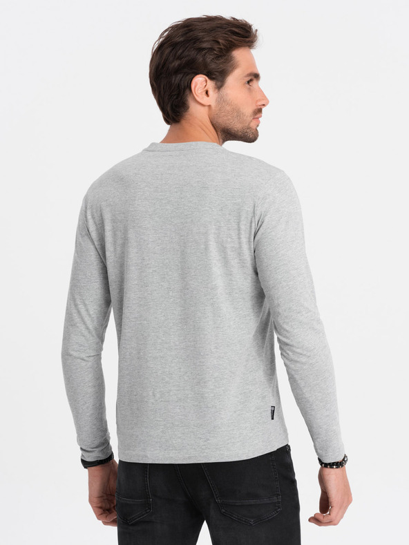 Ombre Clothing Γκρι ανδρικό πουκάμισο με κουμπιά Ombre Clothing HENLEY