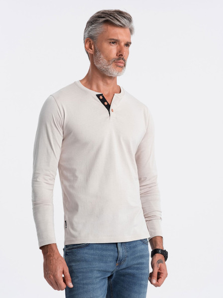 Ombre Clothing Ανοιχτό γκρι ανδρικό πουκάμισο με κουμπιά Ombre Clothing HENLEY