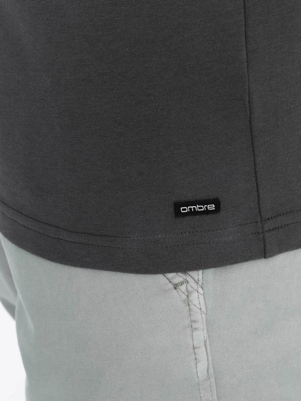 Ombre Clothing Σκούρο γκρι ανδρικό πουκάμισο με κουμπιά Ombre Clothing HENLEY