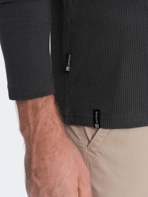 Ombre Clothing Σκούρο γκρι ανδρικό βασικό πουκάμισο με τσέπη Ombre Clothing