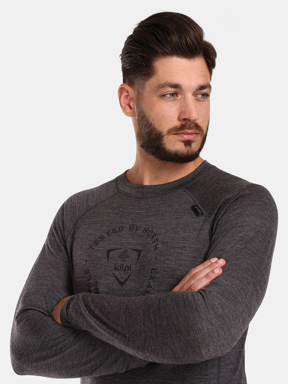 Kilpi Σκούρο γκρι ανδρικό T-shirt από μαλλί Merino Kilpi MAVORA TOP-M