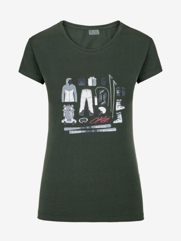 Kilpi Σκούρο πράσινο γυναικείο τυπωμένο αθλητικό T-shirt Kilpi TORNES