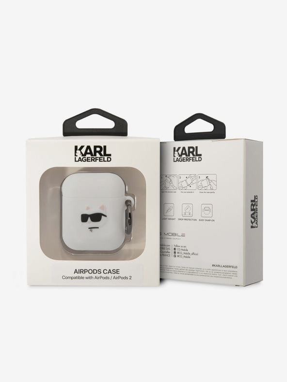 Karl Lagerfeld Θήκη σιλικόνης με 3D λογότυπο NFT Choupette Head για Airpods 1/2 White Karl Lagerfeld