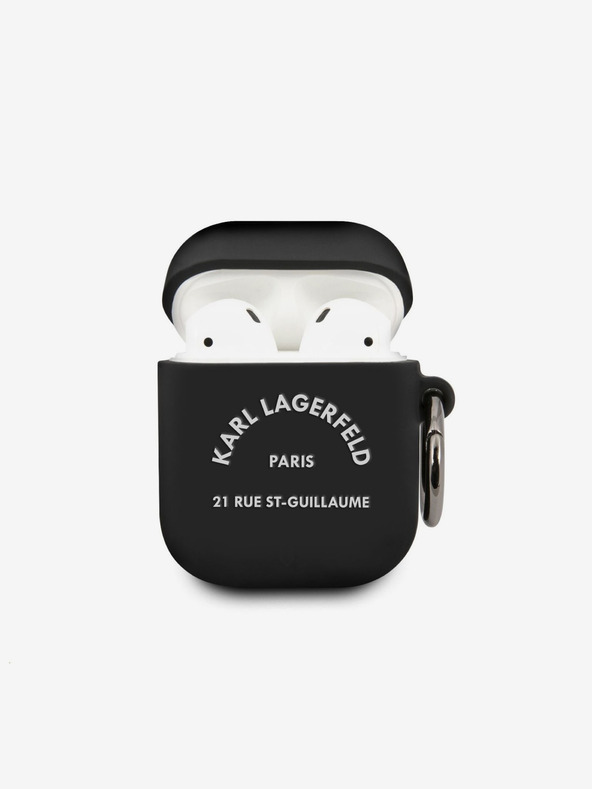 Karl Lagerfeld Θήκη σιλικόνης Rue St Guillaume για Airpods 1/2 μαύρο Karl Lagerfeld